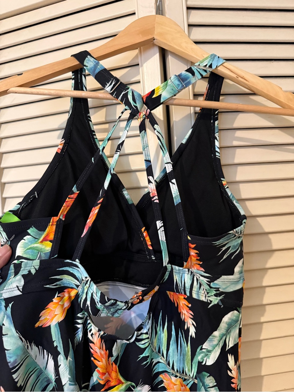 next Black Tropical Floral One-Piece Swimsuit with Teal & Orange
